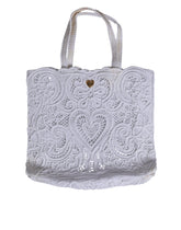 Dolce & Gabbana White Cordonetto Lace Beatrice Tote Shopping Bag